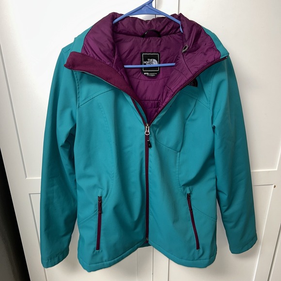 North Face Teal Purple Apex Elevation Women's Winter Jacket - Size Medium Hooded - Picture 1 of 4